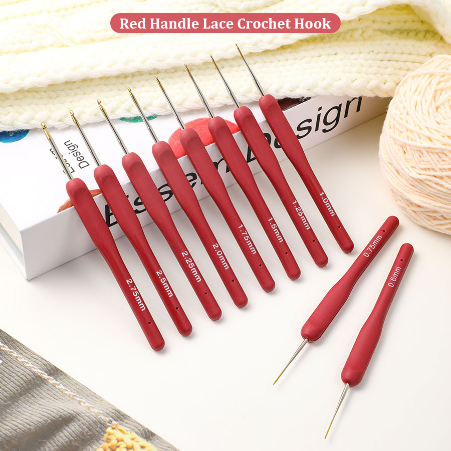 10pcs Red Crochet Set Kit Sili - Textile Sewing Kit recension och pris