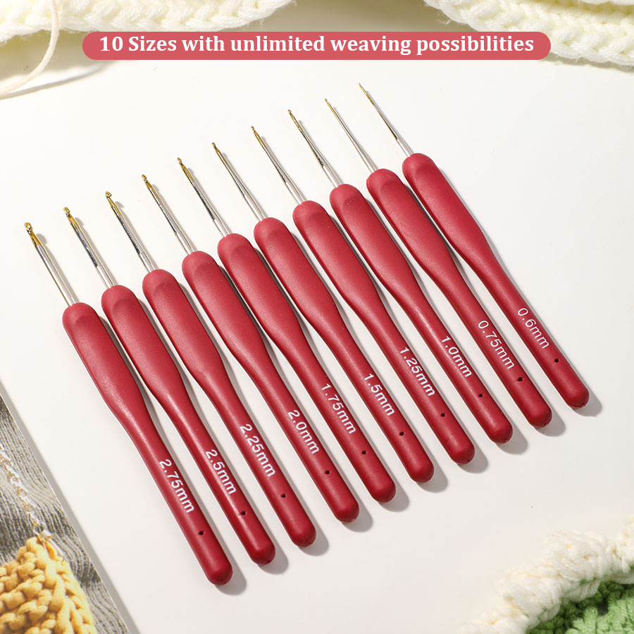 10pcs Red Crochet Set Kit Sili - Textile Sewing Kit recension och pris